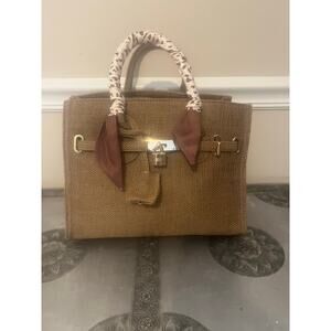 Birkin inspired jute luxury bag